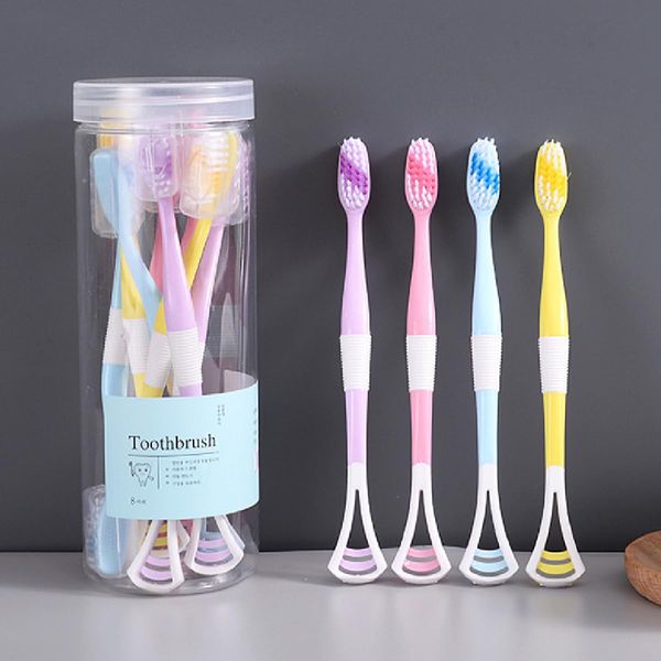 Toothbrush Set of 8 Wide Toothbrush Toothbrush Soft Tongue Scraper Design Extra Fine Toothbrush for Adult Yearly Personal Use Household Toothbrush Prevention (Multicolor)