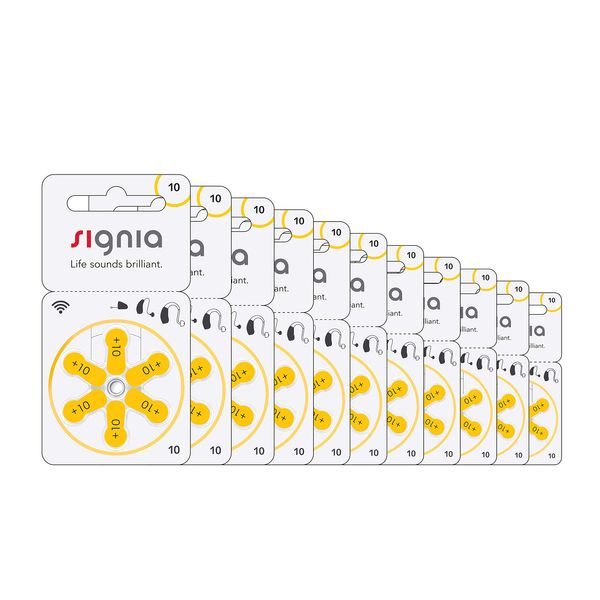 Signia 1.45 Volt Hearing Aid Battery, Pack of 60 Cells, Size 10: Long-Lasting Power for Your Hearing Aid