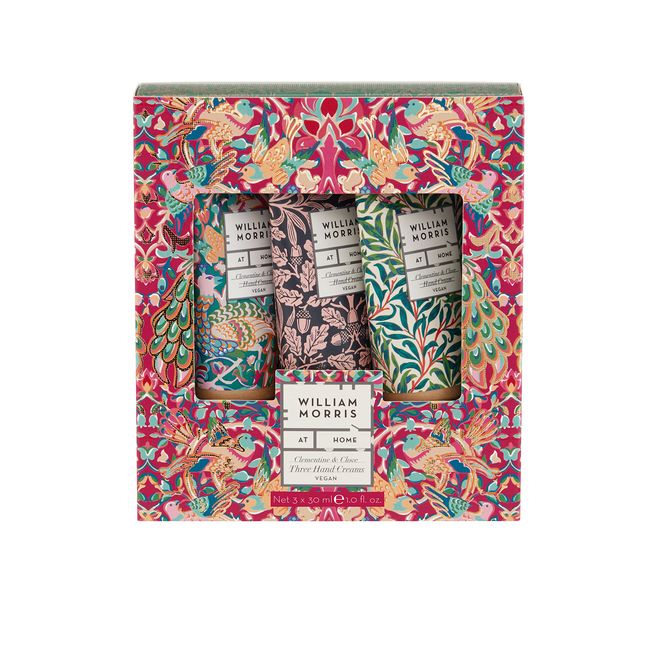 William Morris At Home Peacock-Three Hand Creams 3x30ml - Nourishing Trio for Soft and Supple Hands! Moisturizing Hand Cream Set, Gift-Worthy Packaging