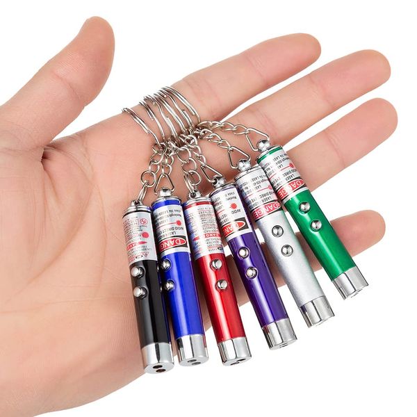 WNZQK 6 PCS Cat Toys Laser Pointer Mini Keychain Laser Pointer LED Flashlight Dog Laser Toy Pet Remote Control Laser (6 Pcs Pack A)