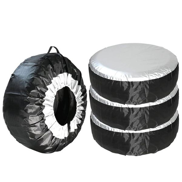 YFFSFDC Tire Cover, Tire Storage Bag, Waterproof, Dustproof, UV, Anti-Aging, 210D Thick, Includes Handle, Tire Storage Cover, Set of 4