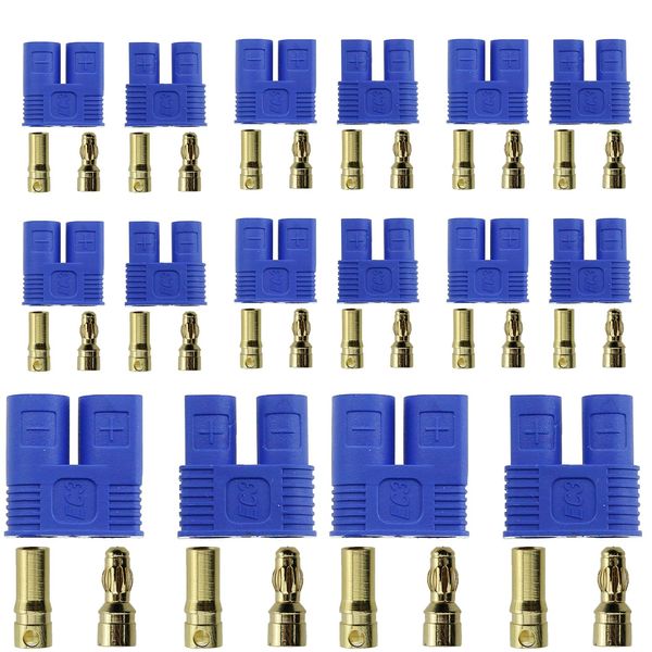 TAODAN 8Sets EC3 Battery Connector Male and Female Plug Adapters RC Gold Plated 3.5MM Bullet Banana Connector Plugs for RC ESC Motors Lithium Polymer Batteries Electric Motors