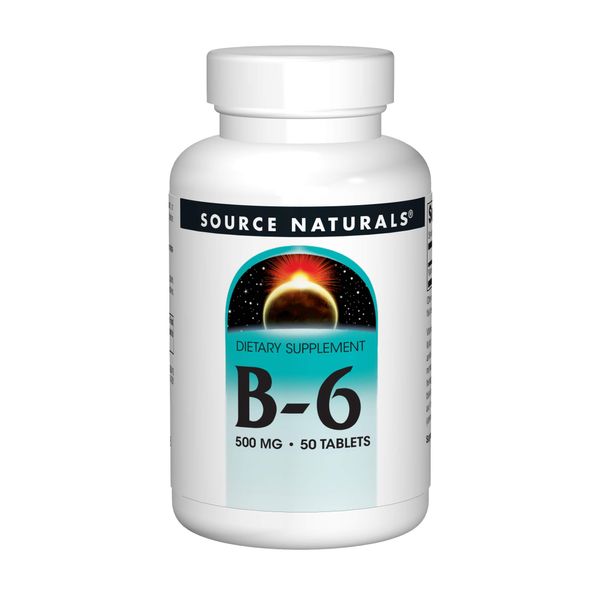Source Naturals Vitamin B-6, 500 mg Immune System Support - 50 Tablets