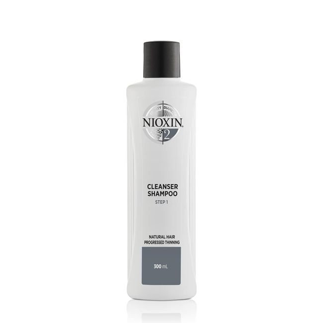 Nioxin System 2 Scalp Cleansing Shampoo with Peppermint Oil, Treats Dry and Sensitive Scalp, Dandruff Relief and Anti-Hair Breakage, For Natural Hair with Progressed Thinning, 10.1 fl oz