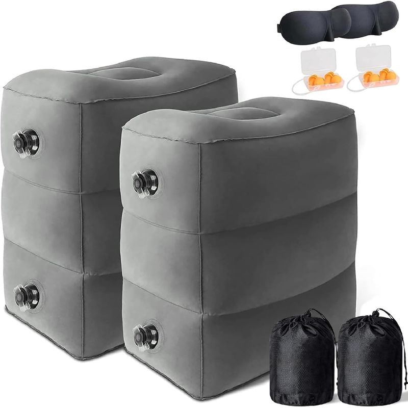 DAWNTREES Inflatable Foot Rest Pillow 2 Pack - Adjustable Height Travel ...