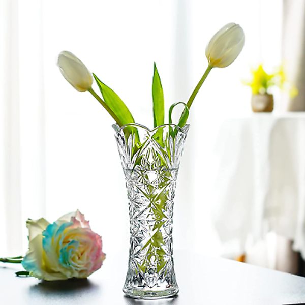 Clear Glass Flower Vase Thickened Crystal Glass Creative Design Vase Home Decor