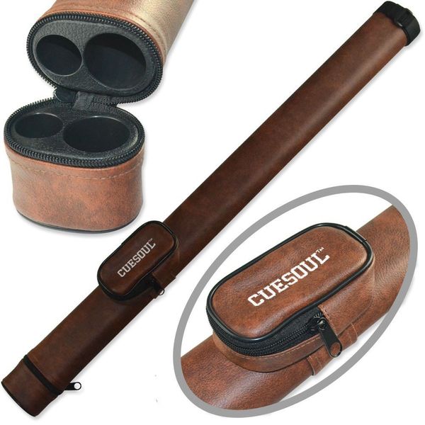 CUESOUL 1x1 Hard Pool Cue Billiard Stick Carrying,Brown Cue Case 1x1 Holds 1 Butt and 1 Shaft