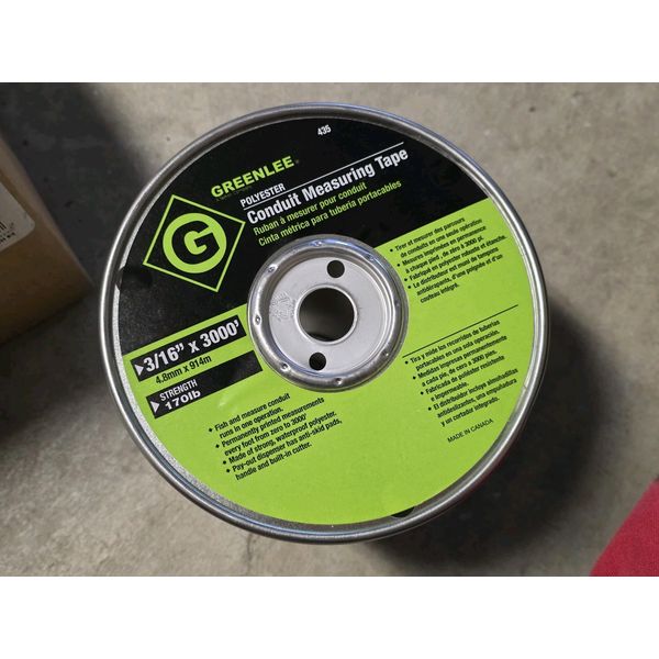Greenlee 435, 3/16" x 3000', 170 Lb, Conduit Measuring Tape with Dispenser