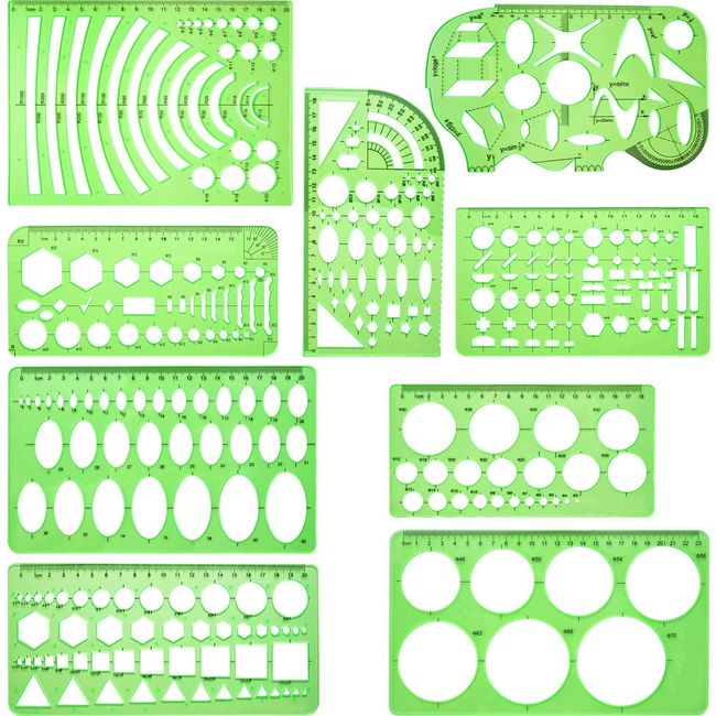 Mollytek Set of 9 Architect Templates, Drafting Templates, General General Rulers, Combination Templates for Architectural Examination, School Education, Architectural Department