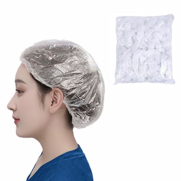 ALLVD Shower Cap Disposable Hair Cap 50 Pieces Plus for Coloring Hotel/Beauty Bathroom/Cooking Unisex