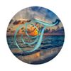 T Teal Beach Ocean Waves Sand Sunset Monogram Initial Letter PopSockets Swappable PopGrip
