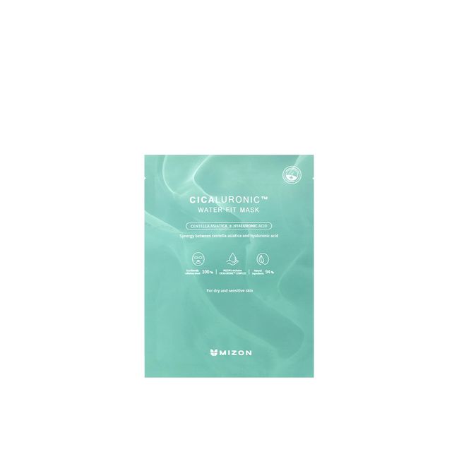 MIZON Cicaluronic Line, Cicaluronic Water Fit Mask, Vegan Formula, Cica + Hyaluronic Acid, Soothing, Moisturizing, Sensitive Skin, Dry Skin (5 masks)