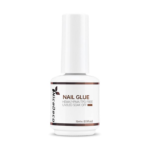 Nicedeco Gel Nail Glue, 4 in 1 Super Strong Nail Glue False Nail Glue Compatible with Acrylic-Nails, Soft Gel Nail Tips and Press On Nails, Need Curing Under Nail Lamp, Long Lasting 15ML