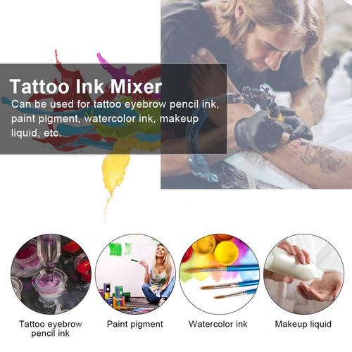 Tattoo Ink Mixer, Electric Tattoo Pigment Mixer Machine, Mixer Color Blender Tattoo Accessory with 5 Mixing Sticks, Ink Colour Blender, Electric Agitator Machine for Microblading Supply Tool (White)