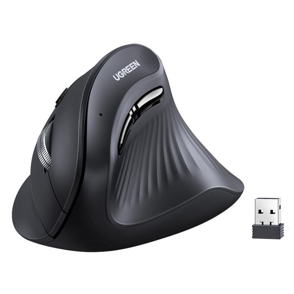UGREEN Ergonomic Vertical Mouse, 2.4GHz Wireless or Bluetooth, 1000/1600/2000/4000DPI, 5 Buttons, Connects Up to 3 Mac/PC Computers, 75° Ergonomic Angle, Windows, MacOS, Linux, Chrome OS, Android