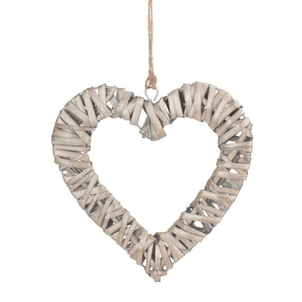 Red Hamper Small Flat Open Wicker Heart, H20 x W1 x D20cm
