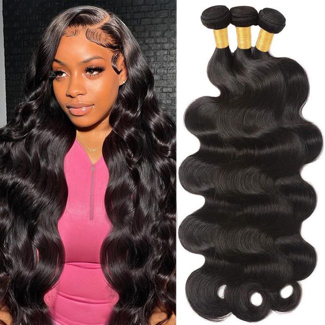 Oxcart 12A Human Hair Bundles 18 20 22 Inch Body Wave Bundles Human Hair Brazilian Hair 3 Bundles Human Hair for Women Human Hair Weave Extensions Natural Color