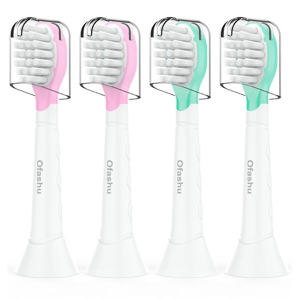 Ofashu Replacement Brushes for Phillips Sonicare Electric Toothbrushes: For Kids, Compact, Kids, Ages 3 and Up, Mini Replacement Brushes, Set of 4