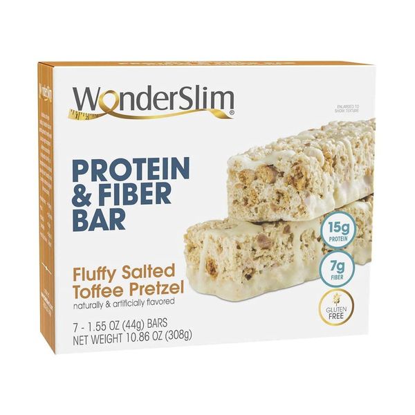 WonderSlim Protein Fiber Bar, Salted Toffee Pretzel 15g Protein Gluten Free