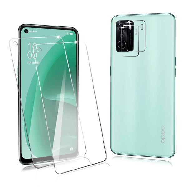 PCduoduo LCD Screen Protector x 2 + Camera Lens Protector x 2 for Oppo A55s 5G, Ultra Thin, 9H Hardness, Anti-Fingerprint, Asahi Glass Material, Shatterproof, Shock Resistant, No Air Bubbles