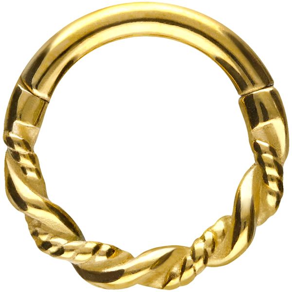 PIERCINGLINE Segmentring Clicker doppelt gedreht - Chirurgenstahl - Piercing für Nase oder Septum - Größe: 11 mm InnendurchmesserFarbe: Goldfarben