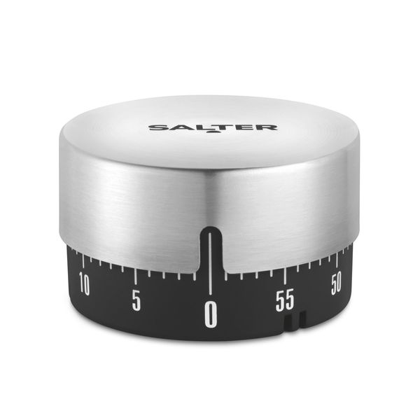 Salter Magnetic Mechanical Timer – 60- Minute Timer, No Batteries Needed, Countdown Markers, Stainless Steel, Egg Timer, Kitchen Timer, Perfect for Baking/Cooking, Cream