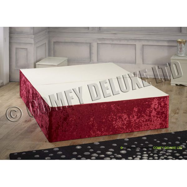 Divan Bed Base ONLY in Crushed Velvet - NO HEADBOARD (Black, 3FT - 2 Drawers)