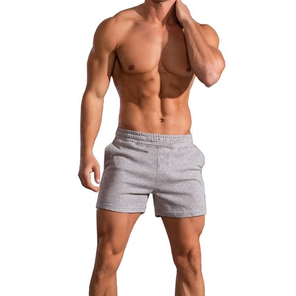 Herren Baumwolle Bodybuilding Gym Workout Shorts Sport Fitness 5" Schrittlänge Grau XL