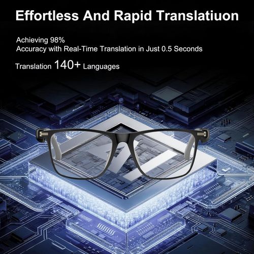 MNVOEQ AI Bluetooth Translation Smart Glasses for Men/Women with 138+ Languages Translation for Men/Women,AI Translator Glasses with Speakers,Magnetic Charging,Polarized UV Protection