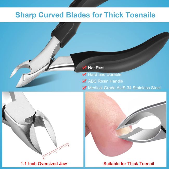 Professional Toenail Clippers - Super Sharp Curved Blade For Thick