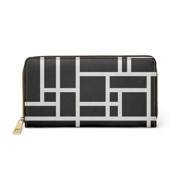 Womens Wallet - Zip Purse Black and White Colorblock - One size