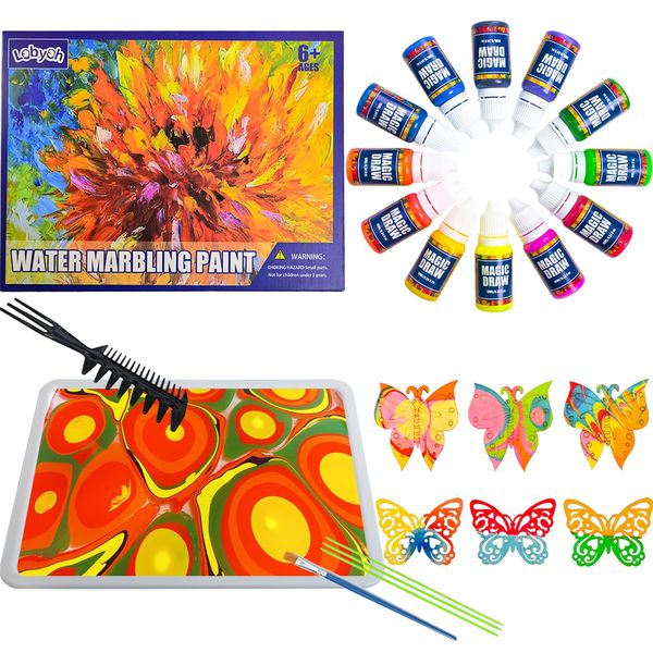 Lobyoh Water Marbling Paint Kit for Kids, Arts and Crafts for Girls & Boys Aged 8-12 6-8, Craft Kits Art Supplies Gift Ideas for Kids 6-12 Year Old