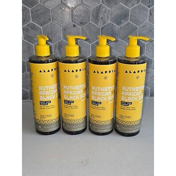 Alaffia Authentic African Black Soap Scalp Care Shampoo 12oz. Tea Tree mint LOT