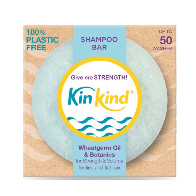 KinKind Give me STRENGTH! Shampoo bar. Volume for fine & flat hair. Ideal for anti hair loss. Rosemary Oil & Wheatgerm Oil. Up to 50 washes. Vegan. UK made. 50g