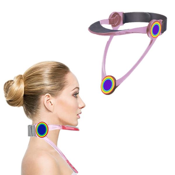 Neck Brace,Adjustable Cervical Collar Support and Back Posture Corrector Traction,Cervical Neck Traction Device,Lightweight Portable (Adult Pink)