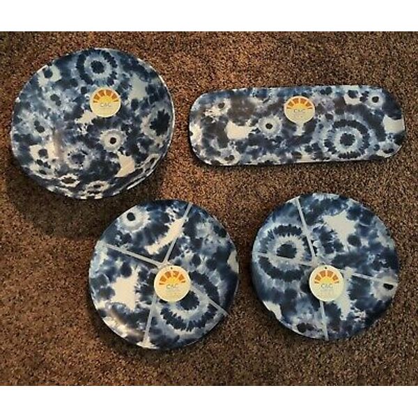 C&C California Home 11" Plates Bowls Serving Tray Japanese Indigo 14 Items New