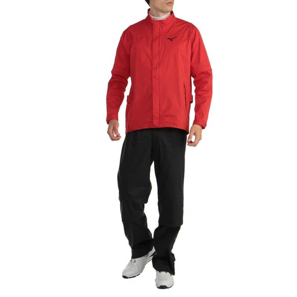 Mizuno Golf Wear Move Rain Suit II, Top and Bottom Set, Water Repellent (Grade 3 Wash 20), Water Pressure Resistance: 7.8 inches (20,000 mm), Moisture Permeability 20,000 g/m2, 24 hrs, Men's, red