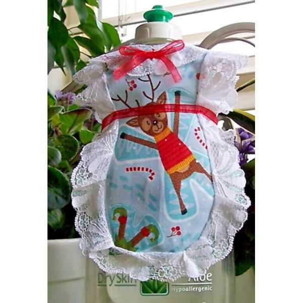 Christmas Deer Snow Angel Apron Dish soap Pancake syrup Catsup Bottle Cover-up