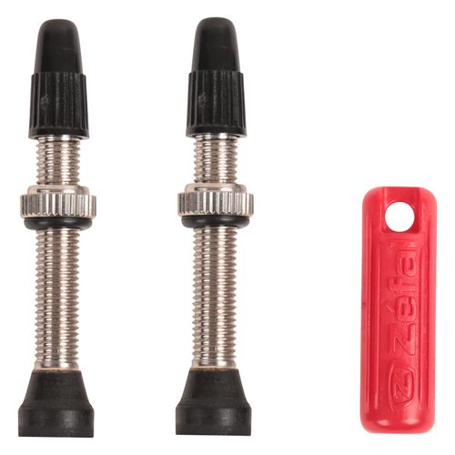 ZEFAL Unisex's Tubeless Pair Bicycle Valves, Silver/Black, 45 mm