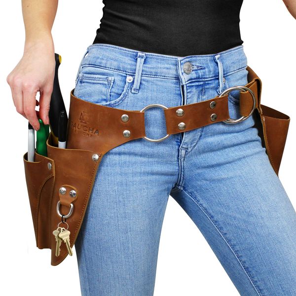 Leather Garden Tool Belt for women & men- Gardening gifts- Womens tool belt bag, Utility belt -Tool Organizers Holster Pouch -Gardener, Farmer & Florist belt- Gardening apron with pockets