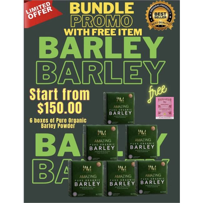 6 Boxes IAM Worldwide Amazing Pure Organic  Barley with freebies