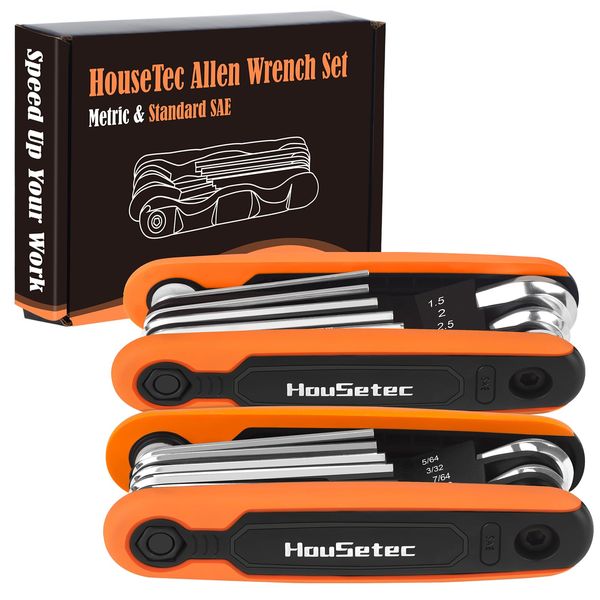 Allen Wrenches Sets - 17Pcs Hex Key Set Metric & Standard SAE Folding Allen Key Sets | 2 Pack Portable Small Allen Wrenches Sets for Hex Head Socket Screw, Stocking Stuffers, Unique Gifts For Men