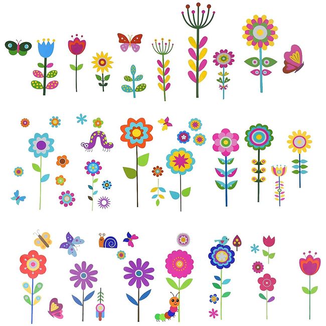 Maydahui Wall Sticker, Flower, Butterfly, Bird, Caterpillar, Stylish, Wallpaper, Sticker, Cute, Art, Kindergarten, Nursery, Children, Room, Interior, Room Decoration, Entrance, Wallpaper, Sticker, Sticker, Wall Decor, DIY, Removable, Wall Sticker, Miscell