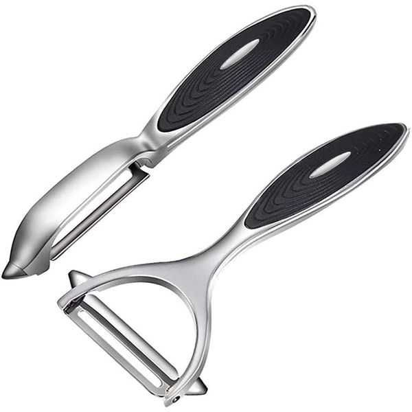 Vegetable, Potato Peelers for Kitchen Fruit Veggie Carrot Peeler Good Grips Swivel Peeler y Shape and I Shape Stainless Steel Potatoes Peeler with Ergonomic Non-Slip Handle & Sharp Blade (2 Pcs)