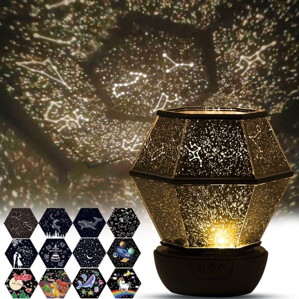 YOU KE LA 12 Types of Projection Films, Planetarium, Home Use, Popular, Authentic, Children, Constellations, Deer, Moon, Solar System, Kids, Wide Projection, Night Light, Bedside Lamp, 360 Degree