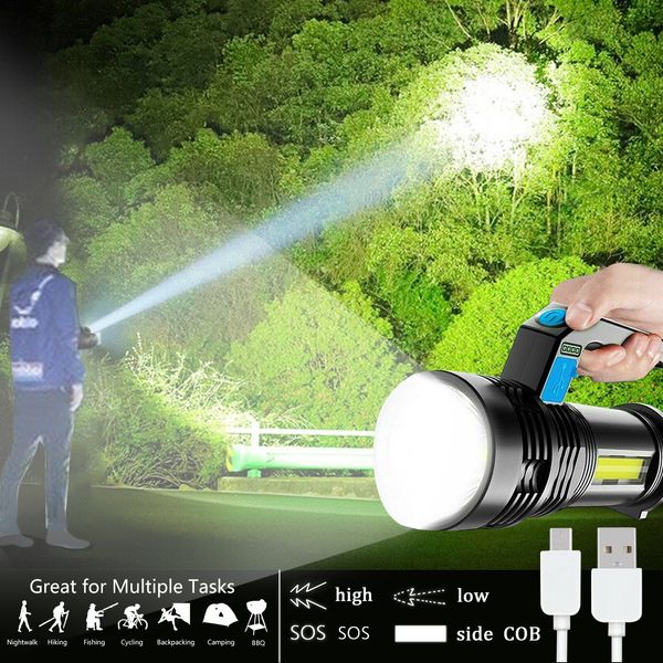 Most powerful 9900000LM LED rechargeable flashlight Tactical Flashlight Highlig
