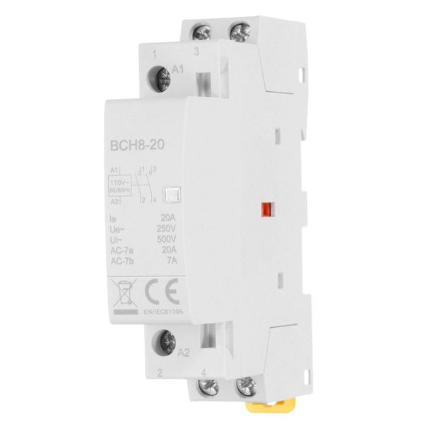 sourcing map AC Contactor 20A 2 Pole 2NO 110V Load and Lighting Circuit Control DIN Rail Mount