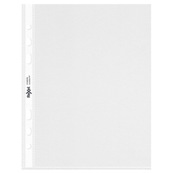 Rexel Ecodesk A5 Punched Pockets, Pack of 30, 100% Recyclable, Eco friendly, Embossed mat surface, 2102579, Clear