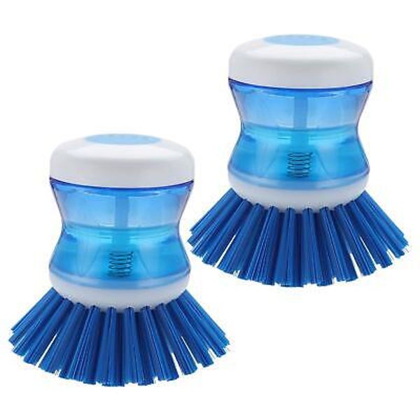 Dish Brush with Soap Dispenser for Dishes Pot Pan Kitchen Sink Scrubbing Blue 2