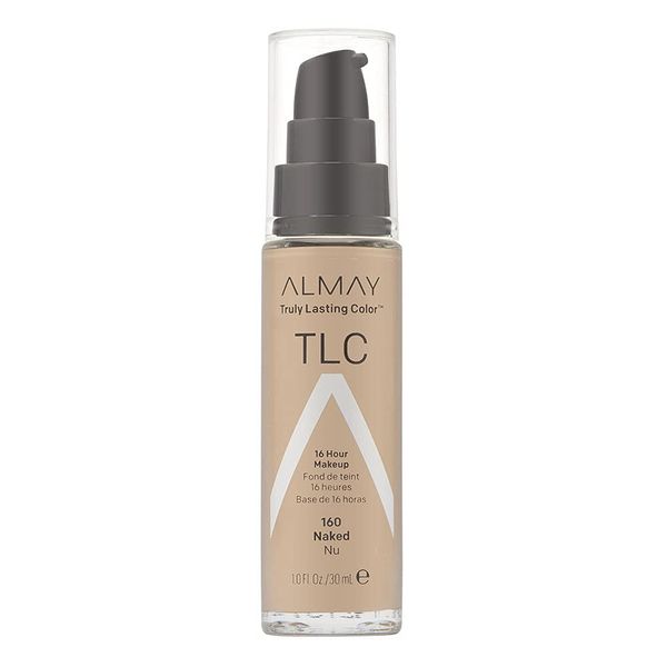 Almay Truly Lasting Color Liquid Makeup, Long Wearing Natural Finish Foundation with Vitamin E and Lemon Extract, Hypoallergenic, Cruelty Free, -Fragrance Free, Dermatologist Tested, 160 Naked, 1 oz